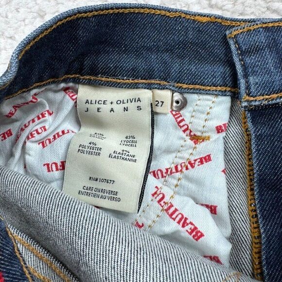 Alice + Oliva Beautiful High Rise Crop Bell Jean Born To Run Distress - Picture 8 of 13